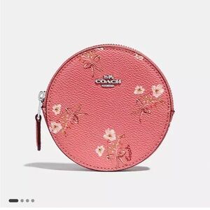Coach round coin case with floral bow